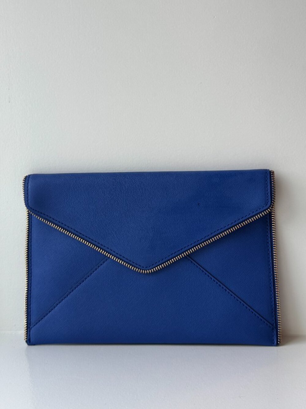Rebecca Minkoff Leo Electric Blue Saffiano Leather Envelope Clutch